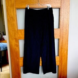 LOFT Charcoal Pinstripe Trousers, wide leg
